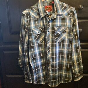 Blue Plaid Button-Up Shirt